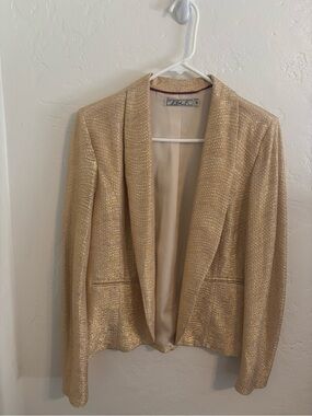 Chloe K Metallic Gold Open-Front Blazer